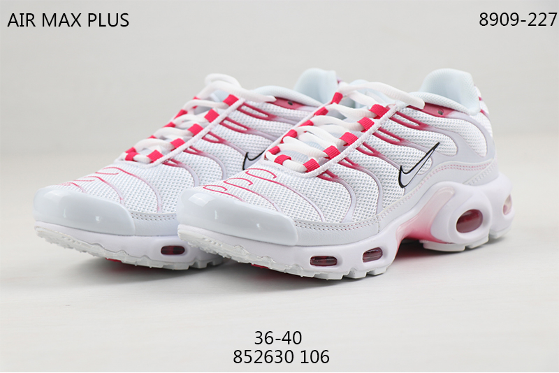 2020 Women Nike Air Max PLUS TN White Red Shoes - Click Image to Close